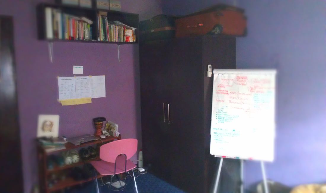 An early, makeshift home office for Bedouin, Ayoola Gbade-Bello's first company, in Lagos in 2013