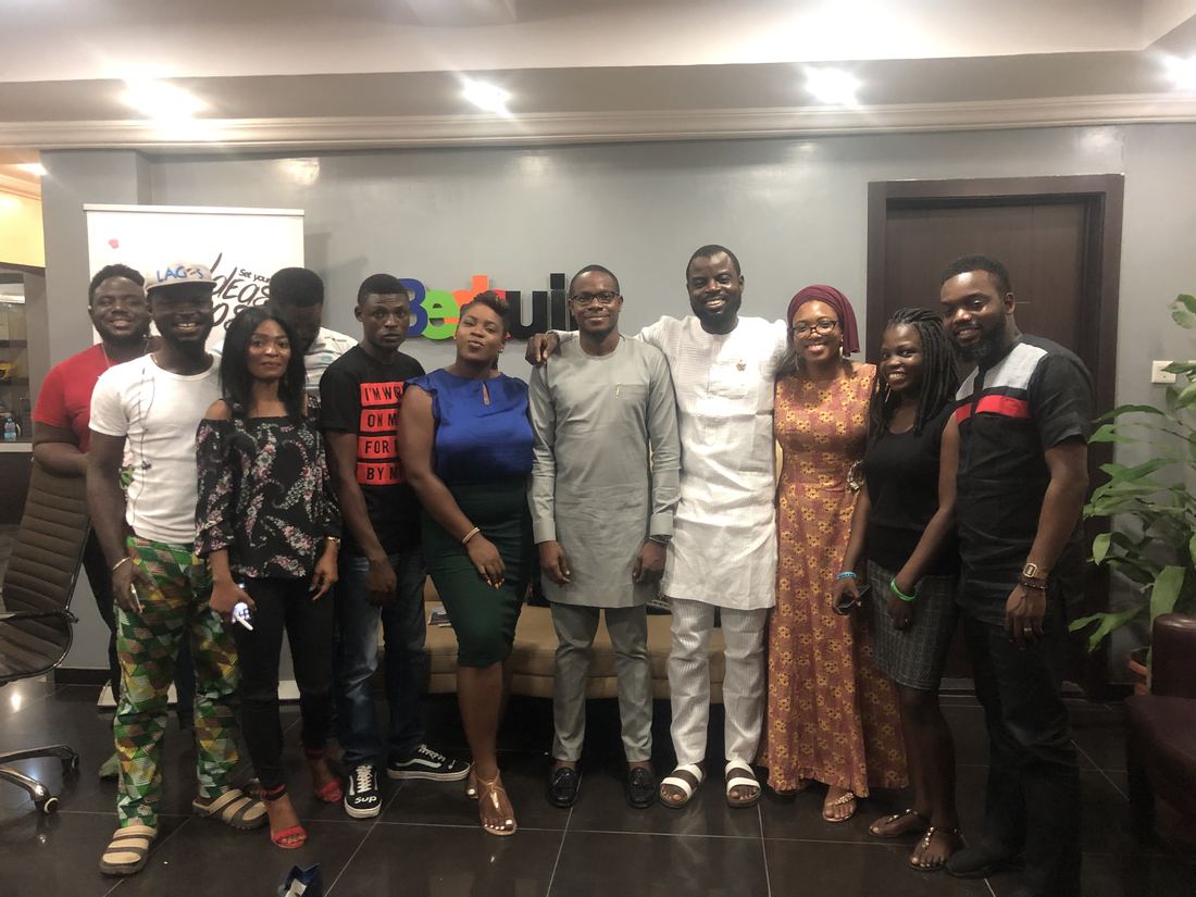 Ayoola Gbade-Bello with the expanded Bedouin team at their Lagos, Nigeria office in 2019