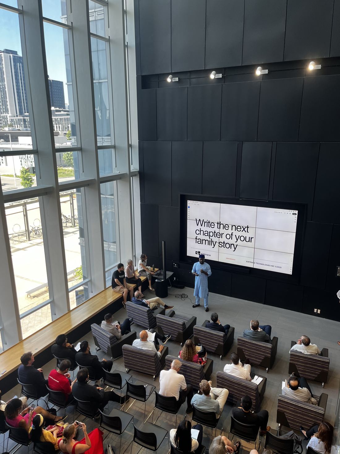 Ayoola Gbade-Bello pitching Kintrace and winning the MBET People's Choice Award, University of Waterloo, 2025
