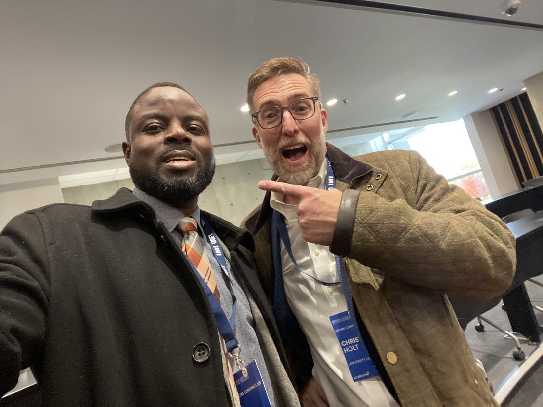 Ayoola Gbade-Bello with Prof. Chris Holt at the 2025 CCSBE conference, University of Toronto Mississauga