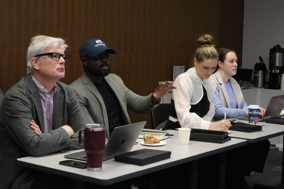 Ayoola Gbade-Bello judging the final pitch competition of the Bachelor of Commerce (BComm) Marketing Challenge at Humber Polytechnic