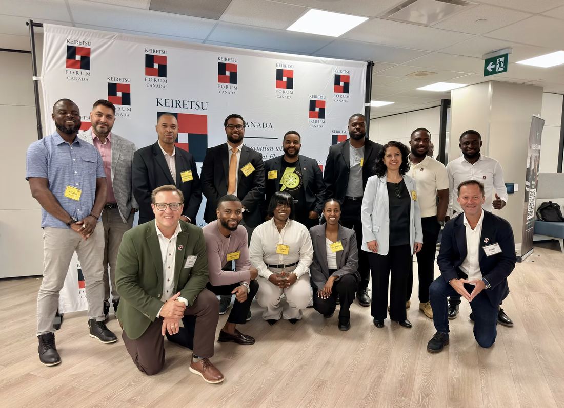Ayoola Gbade-Bello pitching to Keiretsu Forum Canada, one of Canada's leading angel investor networks